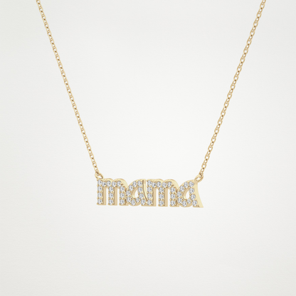 0.17 CT Moissanite MAMA Necklace in 14K or 18K Solid Gold – DEF Color, VVS Clarity