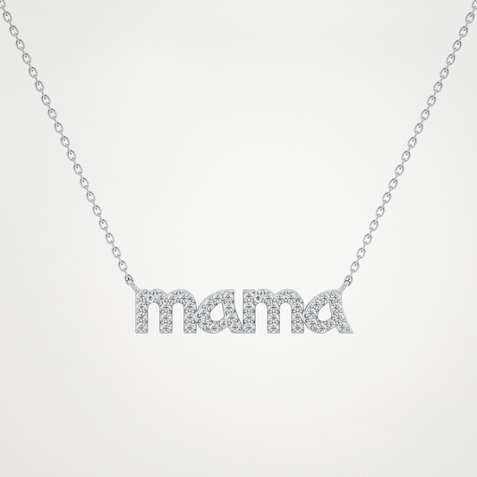 0.17 CT Moissanite MAMA Necklace in 14K or 18K Solid Gold – DEF Color, VVS Clarity
