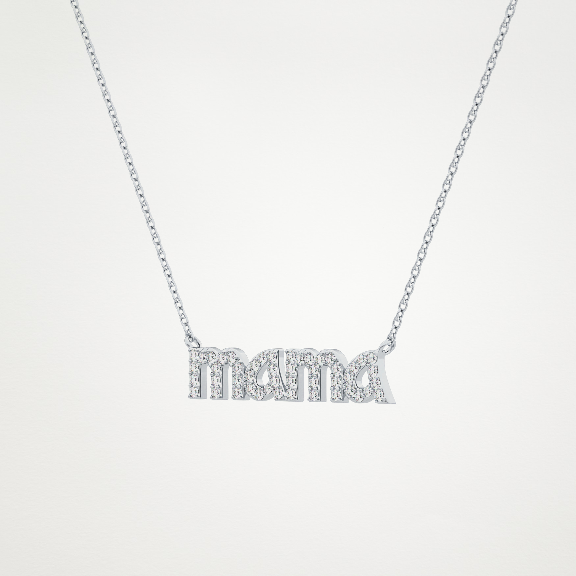 0.17 CT Moissanite MAMA Necklace in 14K or 18K Solid Gold – DEF Color, VVS Clarity