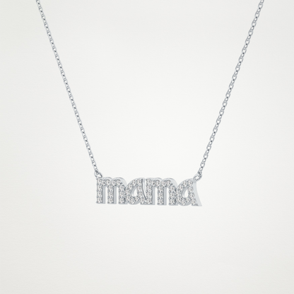 0.17 CT Moissanite MAMA Necklace in 14K or 18K Solid Gold – DEF Color, VVS Clarity