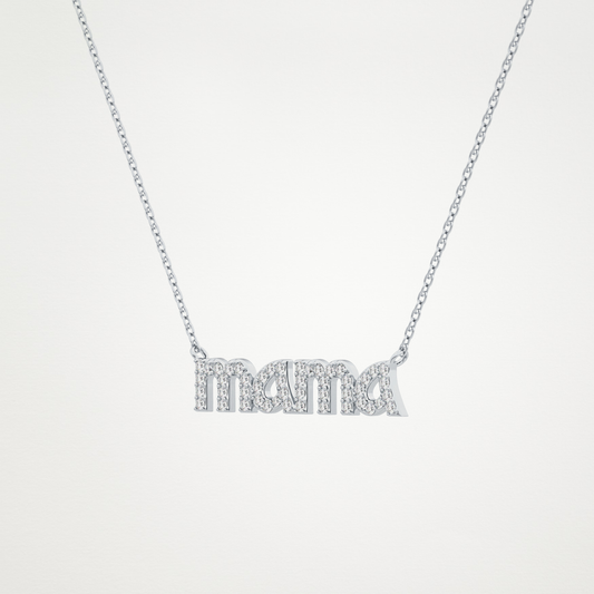 0.17 CT Moissanite MAMA Necklace in 14K or 18K Solid Gold – DEF Color, VVS Clarity