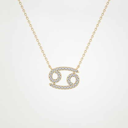 0.175 CT Moissanite Cancer Necklace in 14K or 18K Solid Gold – DEF Color, VVS Clarity