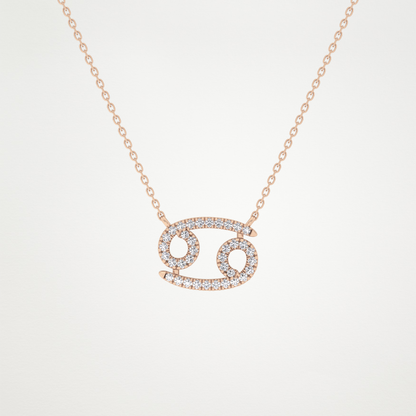 0.175 CT Moissanite Cancer Necklace in 14K or 18K Solid Gold – DEF Color, VVS Clarity
