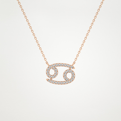 0.175 CT Moissanite Cancer Necklace in 14K or 18K Solid Gold – DEF Color, VVS Clarity