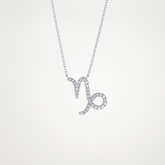 0.10 CT Moissanite Capricorn Necklace in 14K or 18K Solid Gold – DEF Color, VVS Clarity