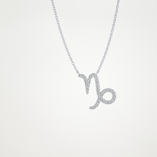 0.10 CT Moissanite Capricorn Necklace in 14K or 18K Solid Gold – DEF Color, VVS Clarity