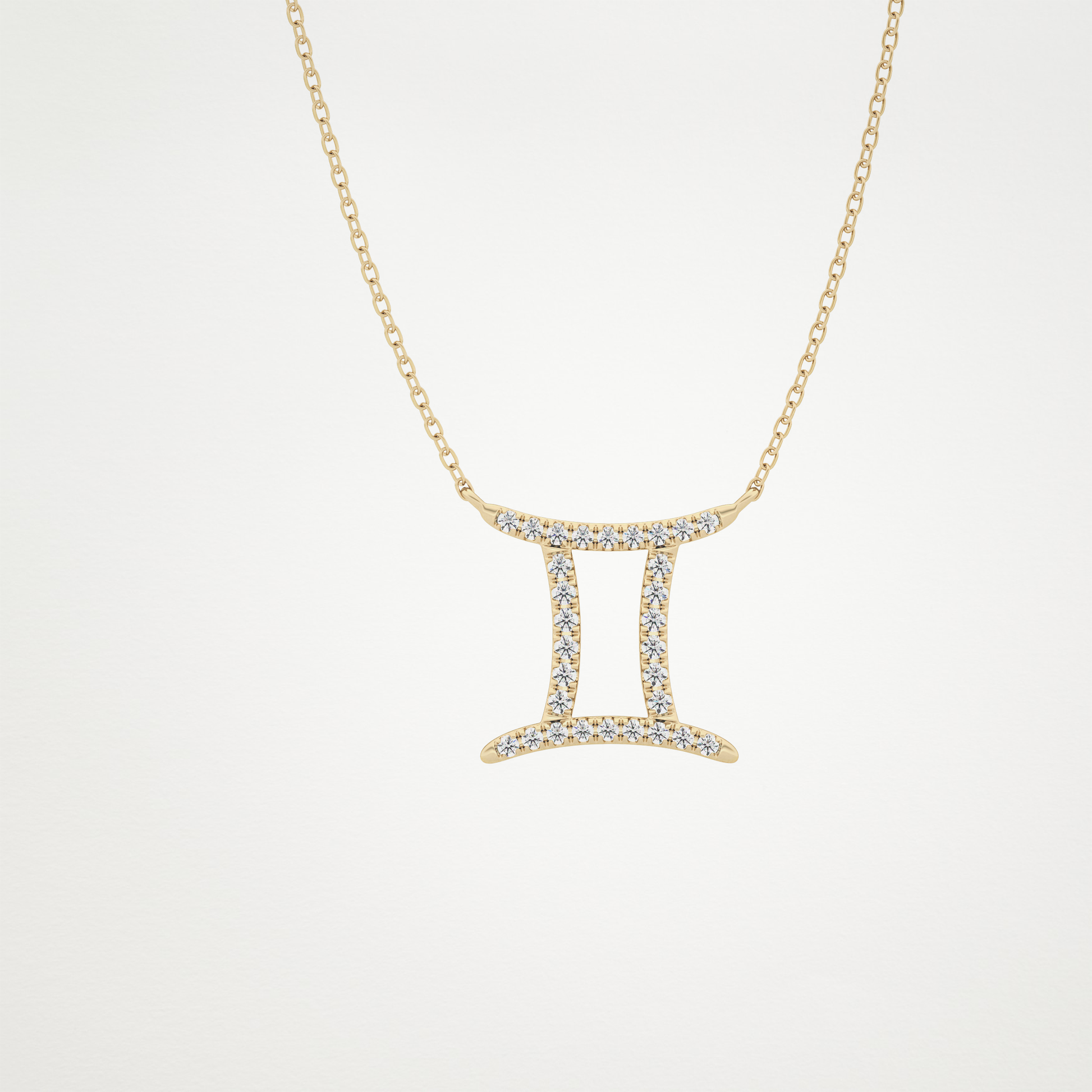 0.13 CT Moissanite Gemini Necklace in 14K or 18K Solid Gold – DEF Color, VVS Clarity