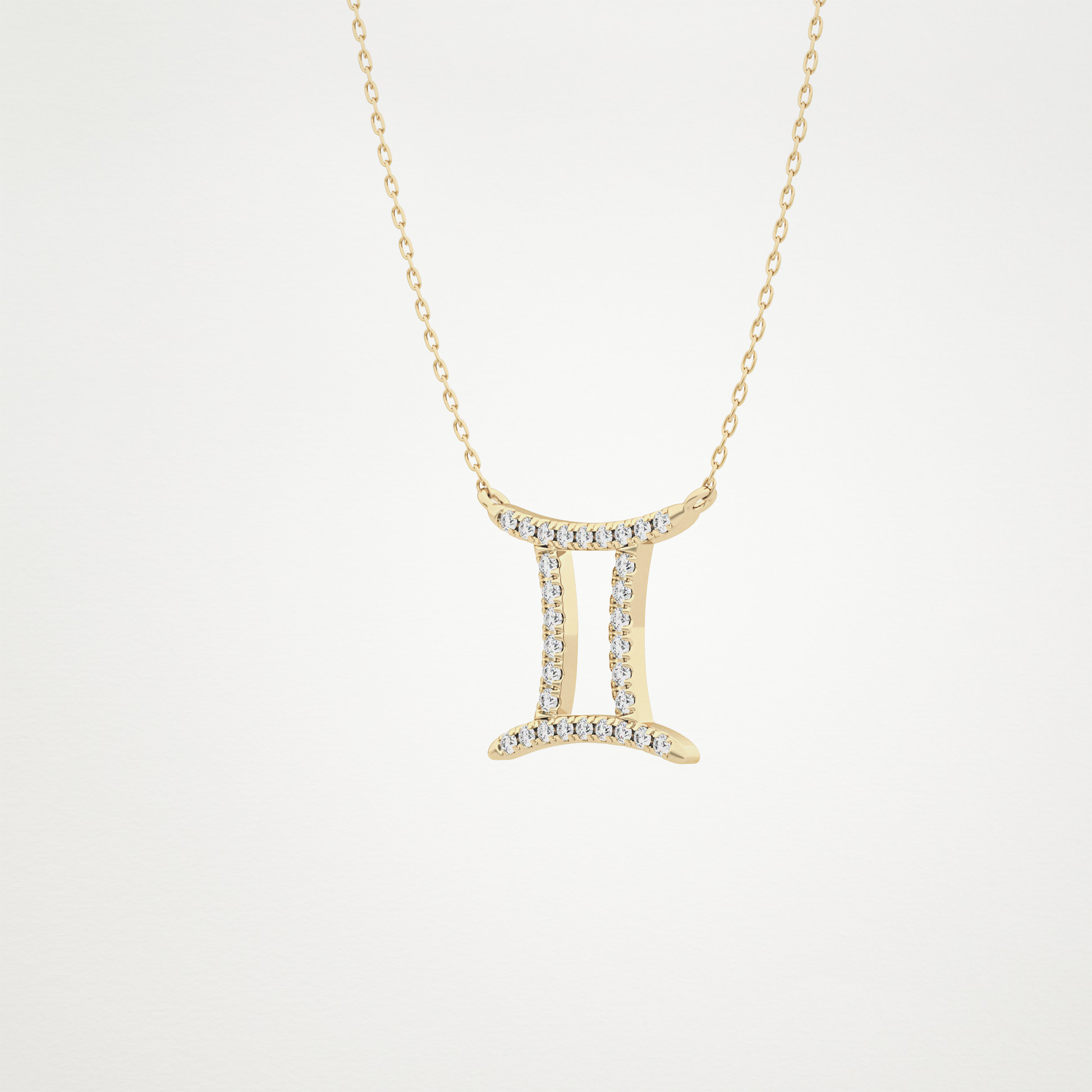 0.13 CT Moissanite Gemini Necklace in 14K or 18K Solid Gold – DEF Color, VVS Clarity