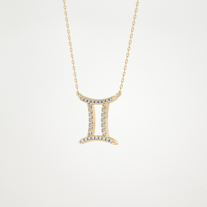 0.13 CT Moissanite Gemini Necklace in 14K or 18K Solid Gold – DEF Color, VVS Clarity
