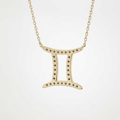 0.13 CT Moissanite Gemini Necklace in 14K or 18K Solid Gold – DEF Color, VVS Clarity