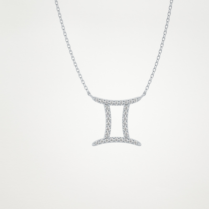 0.13 CT Moissanite Gemini Necklace in 14K or 18K Solid Gold – DEF Color, VVS Clarity