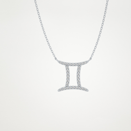 0.13 CT Moissanite Gemini Necklace in 14K or 18K Solid Gold – DEF Color, VVS Clarity