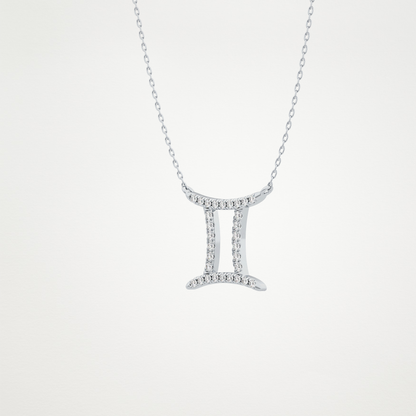 0.13 CT Moissanite Gemini Necklace in 14K or 18K Solid Gold – DEF Color, VVS Clarity