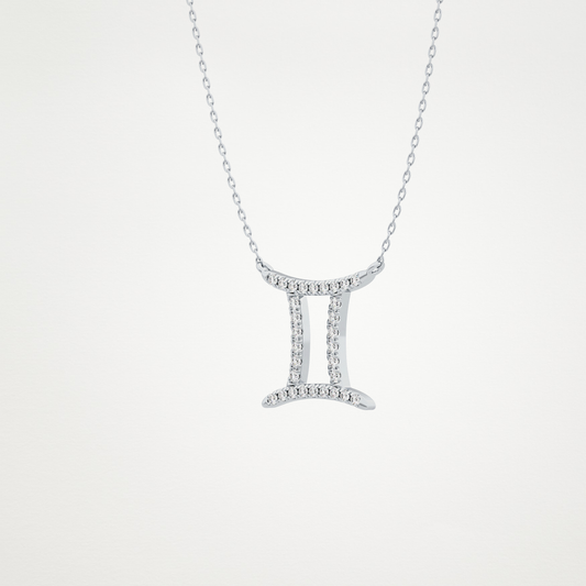 0.13 CT Moissanite Gemini Necklace in 14K or 18K Solid Gold – DEF Color, VVS Clarity