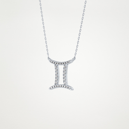 0.13 CT Moissanite Gemini Necklace in 14K or 18K Solid Gold – DEF Color, VVS Clarity