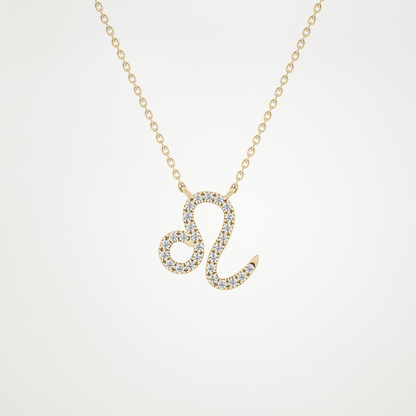 0.14 CT Moissanite Leo Necklace in 14K or 18K Solid Gold – DEF Color, VVS Clarity
