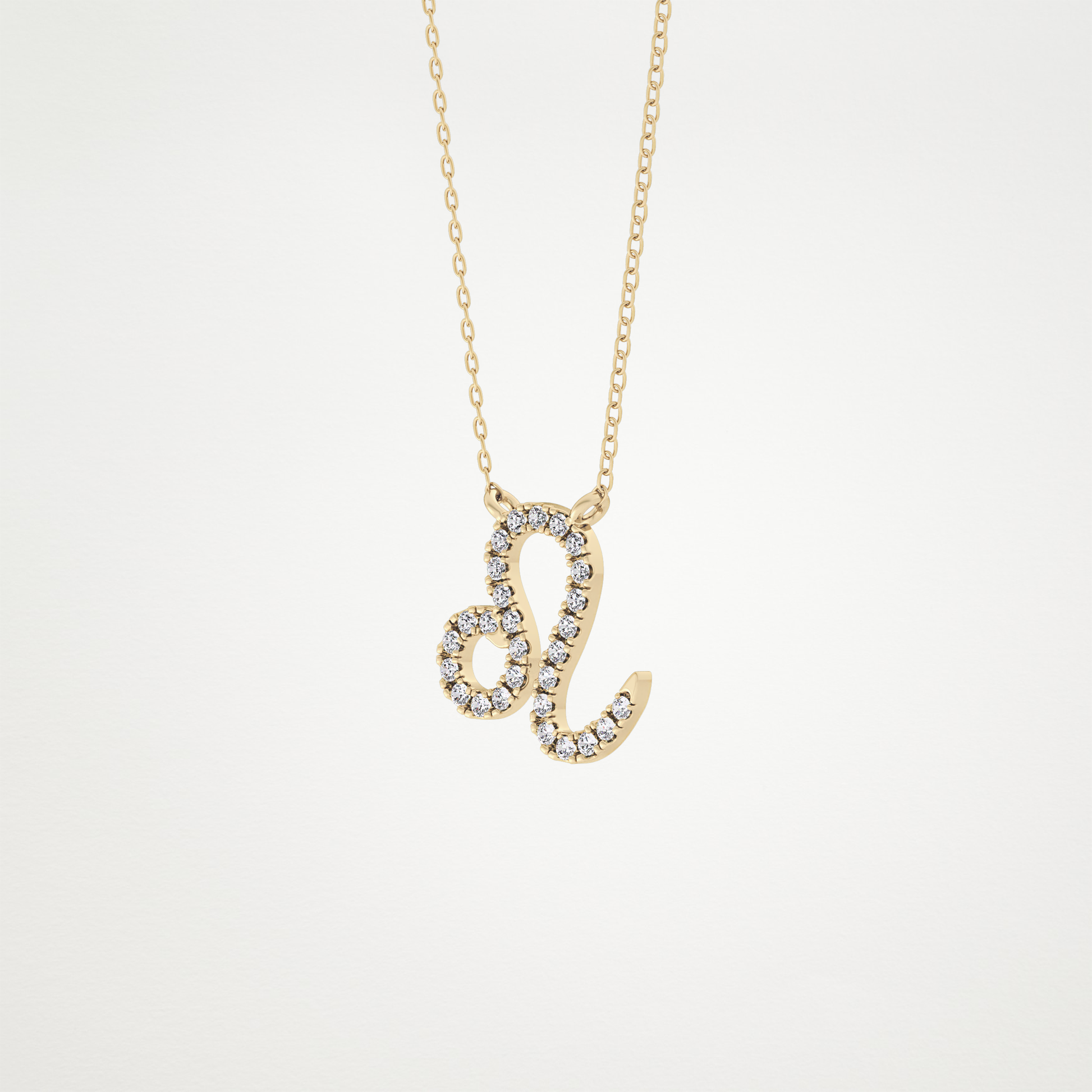 0.14 CT Moissanite Leo Necklace in 14K or 18K Solid Gold – DEF Color, VVS Clarity