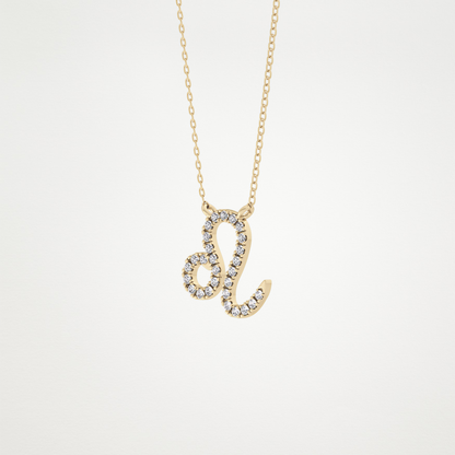0.14 CT Moissanite Leo Necklace in 14K or 18K Solid Gold – DEF Color, VVS Clarity