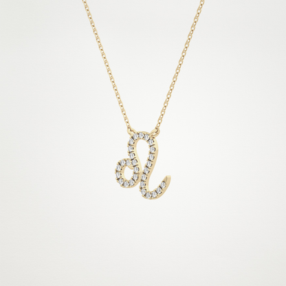 0.14 CT Moissanite Leo Necklace in 14K or 18K Solid Gold – DEF Color, VVS Clarity