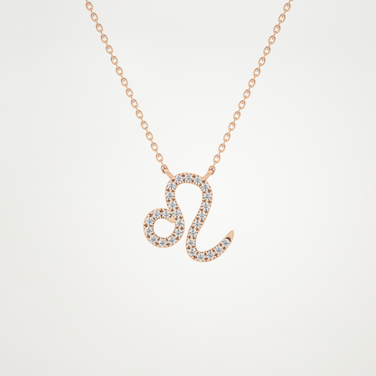 0.14 CT Moissanite Leo Necklace in 14K or 18K Solid Gold – DEF Color, VVS Clarity