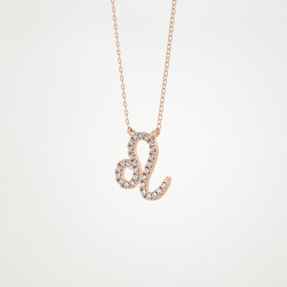 0.14 CT Moissanite Leo Necklace in 14K or 18K Solid Gold – DEF Color, VVS Clarity