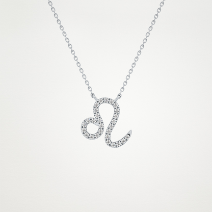 0.14 CT Moissanite Leo Necklace in 14K or 18K Solid Gold – DEF Color, VVS Clarity