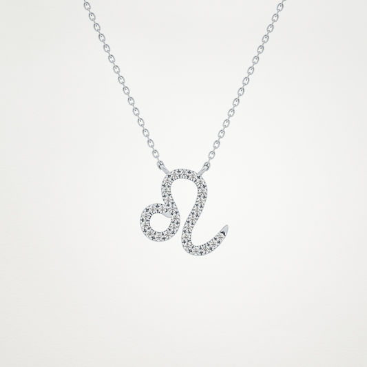 0.14 CT Moissanite Leo Necklace in 14K or 18K Solid Gold – DEF Color, VVS Clarity