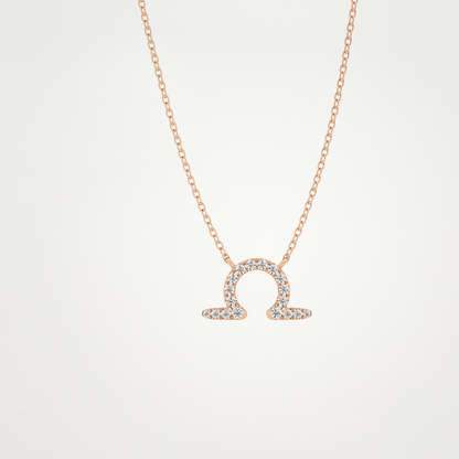 0.101 CT Moissanite Libra Necklace in 14K or 18K Solid Gold – DEF Color, VVS Clarity