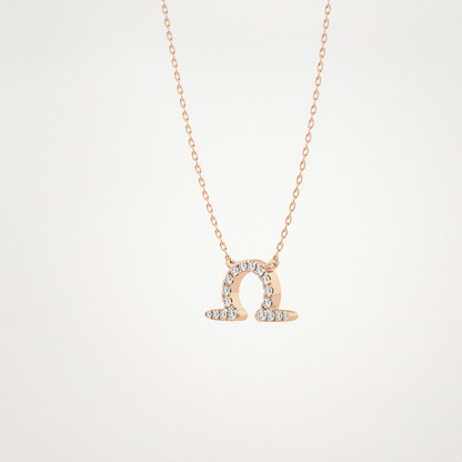 0.101 CT Moissanite Libra Necklace in 14K or 18K Solid Gold – DEF Color, VVS Clarity