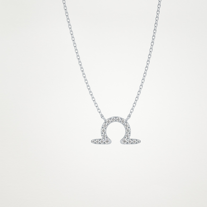 0.101 CT Moissanite Libra Necklace in 14K or 18K Solid Gold – DEF Color, VVS Clarity