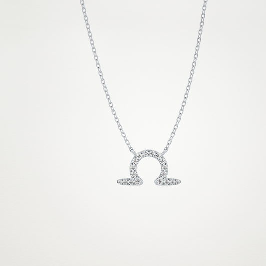 0.101 CT Moissanite Libra Necklace in 14K or 18K Solid Gold – DEF Color, VVS Clarity