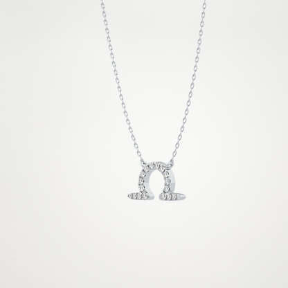 0.101 CT Moissanite Libra Necklace in 14K or 18K Solid Gold – DEF Color, VVS Clarity