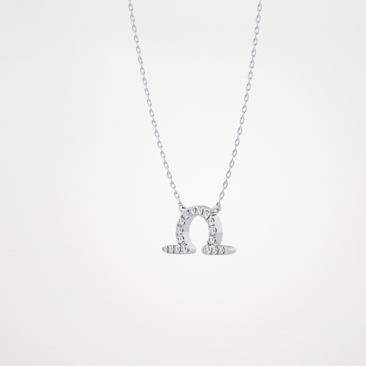 0.101 CT Moissanite Libra Necklace in 14K or 18K Solid Gold – DEF Color, VVS Clarity