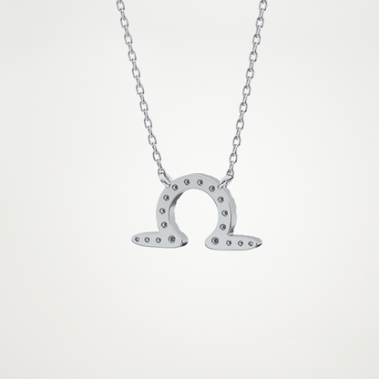 0.101 CT Moissanite Libra Necklace in 14K or 18K Solid Gold – DEF Color, VVS Clarity