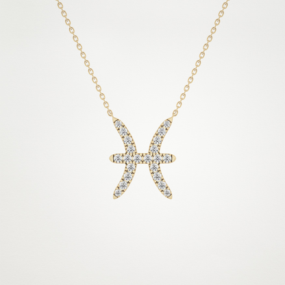 0.273 CT Moissanite Pisces Necklace in 14K or 18K Solid Gold – DEF Color, VVS Clarity