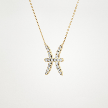 0.273 CT Moissanite Pisces Necklace in 14K or 18K Solid Gold – DEF Color, VVS Clarity