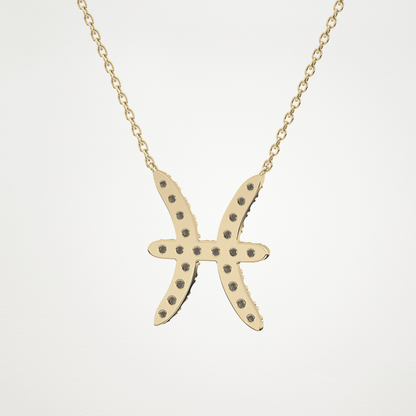 0.273 CT Moissanite Pisces Necklace in 14K or 18K Solid Gold – DEF Color, VVS Clarity