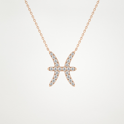 0.273 CT Moissanite Pisces Necklace in 14K or 18K Solid Gold – DEF Color, VVS Clarity