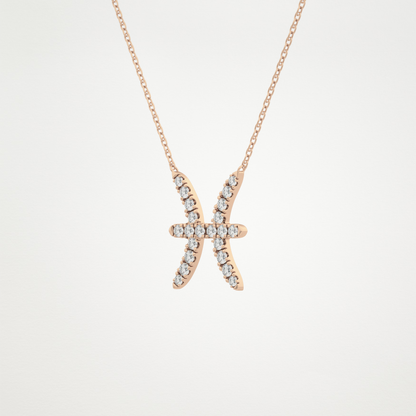 0.273 CT Moissanite Pisces Necklace in 14K or 18K Solid Gold – DEF Color, VVS Clarity
