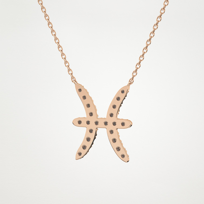 0.273 CT Moissanite Pisces Necklace in 14K or 18K Solid Gold – DEF Color, VVS Clarity