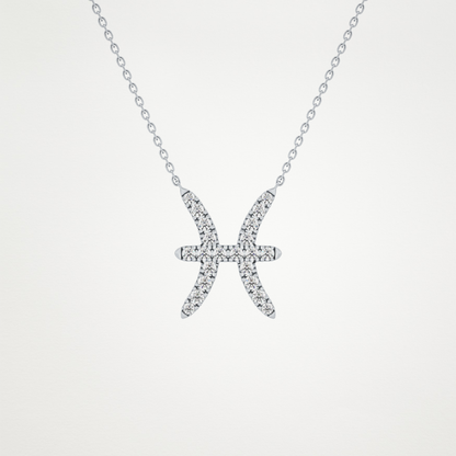 0.273 CT Moissanite Pisces Necklace in 14K or 18K Solid Gold – DEF Color, VVS Clarity