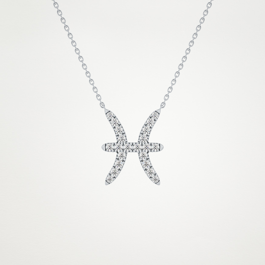 0.273 CT Moissanite Pisces Necklace in 14K or 18K Solid Gold – DEF Color, VVS Clarity