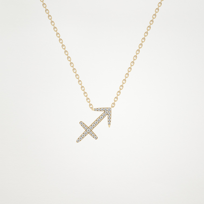 0.42 CT Moissanite Sagittarius Necklace in 14K or 18K Solid Gold – DEF Color, VVS Clarity