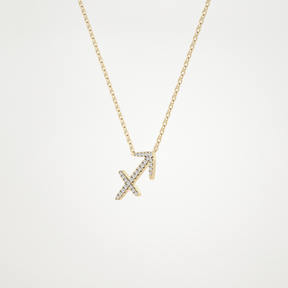 0.42 CT Moissanite Sagittarius Necklace in 14K or 18K Solid Gold – DEF Color, VVS Clarity