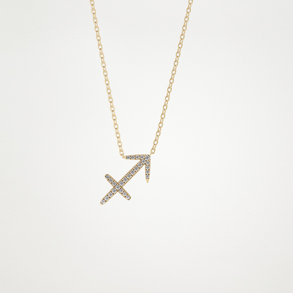 0.42 CT Moissanite Sagittarius Necklace in 14K or 18K Solid Gold – DEF Color, VVS Clarity