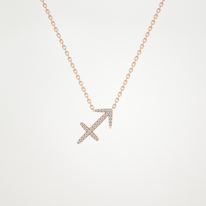 0.42 CT Moissanite Sagittarius Necklace in 14K or 18K Solid Gold – DEF Color, VVS Clarity