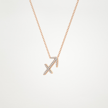 0.42 CT Moissanite Sagittarius Necklace in 14K or 18K Solid Gold – DEF Color, VVS Clarity