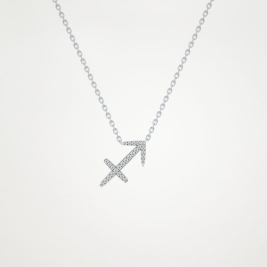 0.42 CT Moissanite Sagittarius Necklace in 14K or 18K Solid Gold – DEF Color, VVS Clarity