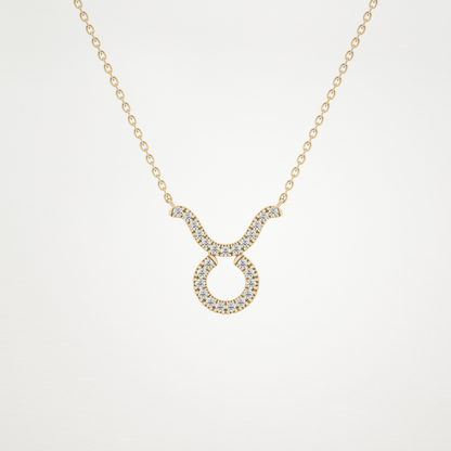 0.12  CT Moissanite Taurus Necklace in 14K or 18K Solid Gold – DEF Color, VVS Clarity