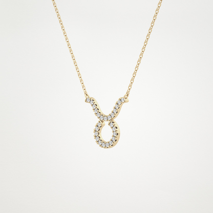 0.12  CT Moissanite Taurus Necklace in 14K or 18K Solid Gold – DEF Color, VVS Clarity